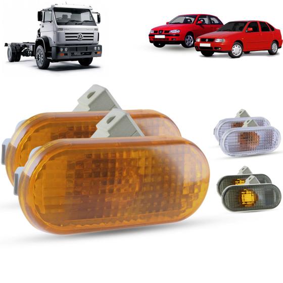 Imagem de Par de Lanterna Pisca Seta Lateral + Soquete Volkswagen Caminhões Polo Classic Seat Cordoba Ibiza Inca Van