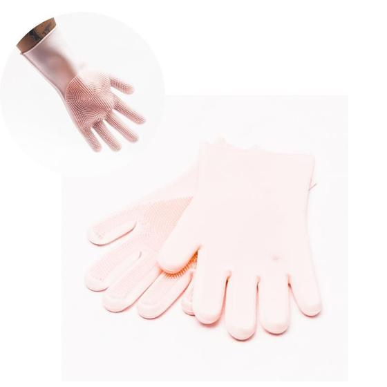 Imagem de Par de luvas de silicone mágicas para lavar louça 