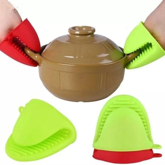 Imagem de Par De Luvas Silicone Pegador De Panelas Silicone Térmica Cozinha Lindo Forno Proteção Resistente ao Calor