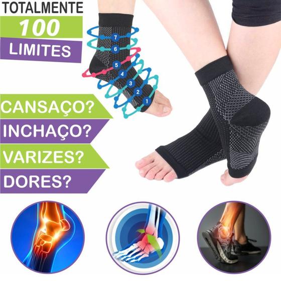 Imagem de PAR de MEIAS Ortopédicas de alta COMPRESSÃO PRETA Tornozelo para alivio de Dores e Inchaço - TORNOZELEIRA