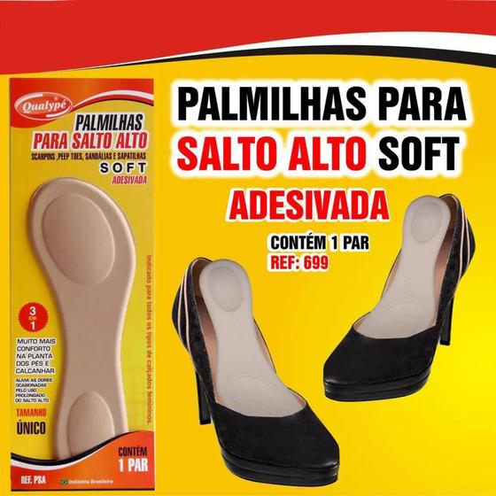 Imagem de Par de Palmilhas Feminina Para Salto Alto Mod Soft Adesiva Impacto Ajuste de Calçado Tam Único