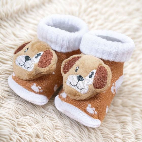 Imagem de Par De Pantufas Cãozinho Caramelo - Quentinho E Charme Para Meninos