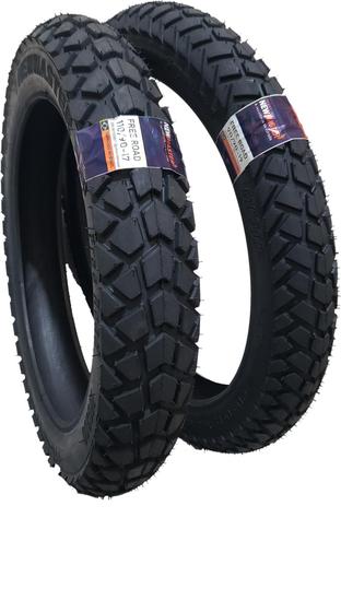 Imagem de Par de pneus para moto 110/90-17 + 90/90-19 newmaster bros crosser xre190 fly 125