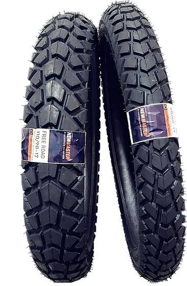 Par de pneus para moto 110/90-17 + 90/90-19 newmaster bros crosser xre190 fly 125 Menor preço em Par de pneus para moto 110/90-17 + 90/90-19 newmaster bros crosser xre190 fly 125