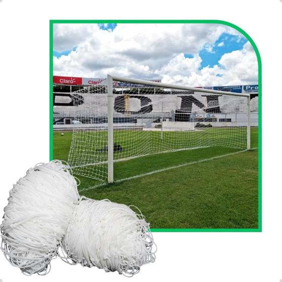 Imagem de Par De Rede Futebol Campo Copa México Quadrada Fio 6Mm Nylon