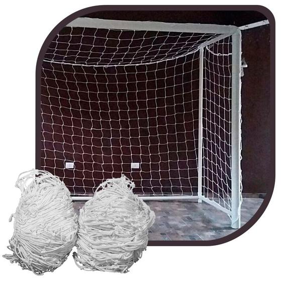 Imagem de Par de Rede para Trave de Gol Futsal Caixote Fio 6 Nylon Futebol de Salão