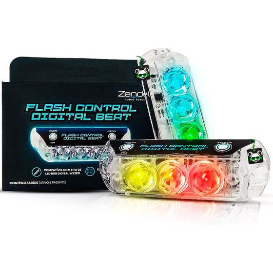 Imagem de Par de Strobo Rgb Flash Digital Beat Som Automotivo Zendel