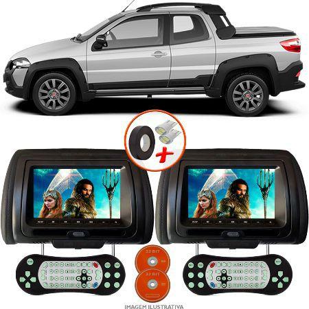 Imagem de Par de Tela Encosto de Cabeça 7 Polegadas Preto DVD USB SD Função Game com Controle FIAT STRADA ADVENTURE CE