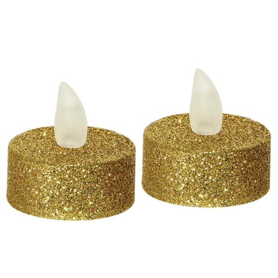 Imagem de Par De Velas Led Glitter Dourado