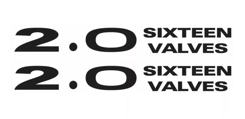 Imagem de Par Emblema 2.0 Sixteen Valves Adesivo Preto Capô Pajero Tr4