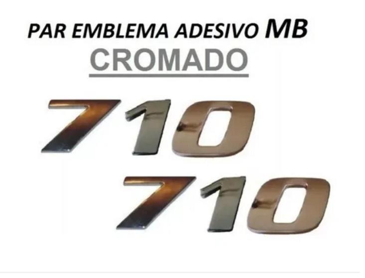 Imagem de Par Emblema Caminhão Mb 710 Adesivo Cromado Lateral (2pç)