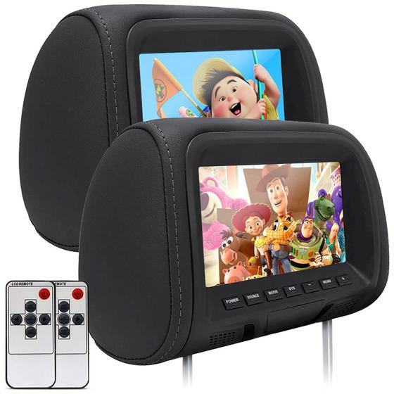 Imagem de Par Encosto Com Tela Lcd Grafite Cinza Escuro S10 2011 2012 2013 7 Polegadas Dependente Replicação Visor Monitor