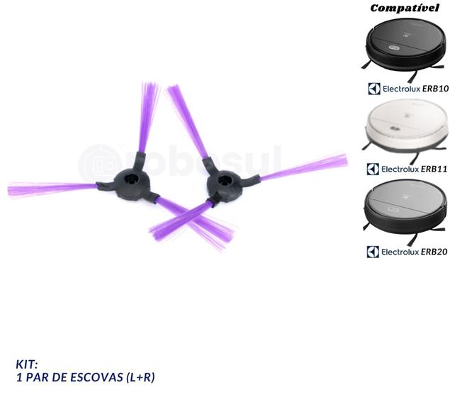 Imagem de Par Escovas Para Robô Aspirador Electrolux ERB10 ERB11 ERB20