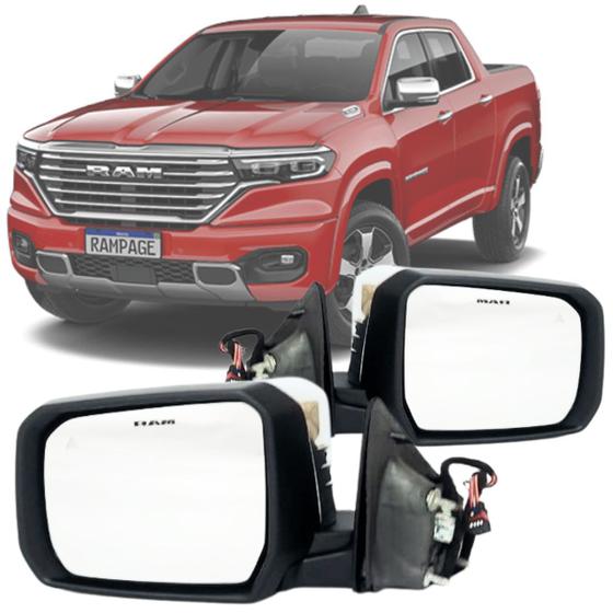 Imagem de Par Espelho Retrovisor Dodge Ram Rampage 2023 2024 Sensor de Ponto Cego Com Pisca Luz Cortesia e Capa 