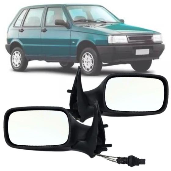 Imagem de Par Espelho Retrovisor Fiat Uno Fire 2001 2002 2003 2004 4 Portas Regulagem Interna Manual