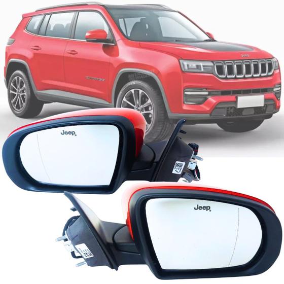 Imagem de Par Espelho Retrovisor Jeep Compass 2017 2018 2019 2020 Elétrico C/Seta Com ou Sem Capa Original Novo