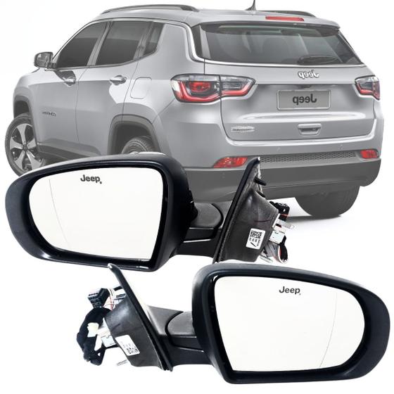 Imagem de Par Espelho Retrovisor Jeep Compass 2017 2018 2019 2020 Elétrico C/Seta Com ou Sem Capa Original Novo