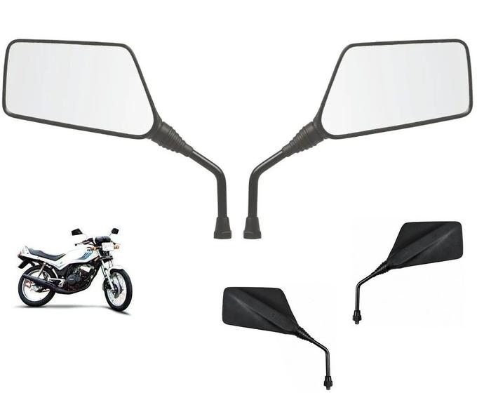 Imagem de Par Espelho Retrovisor Preto Moto Rena Yamaha Rd Rdz 125 135 Haste Preta Rosca Yamaha - 4003