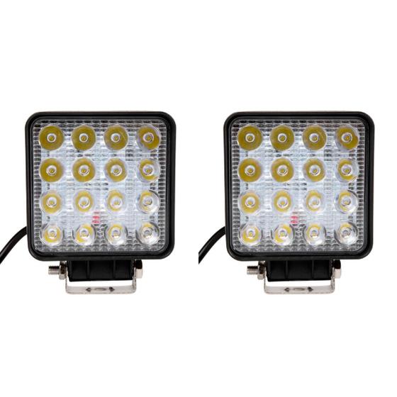 Imagem de Par Farol 16 Leds Branco 48W Aplicação Universal Adaptação