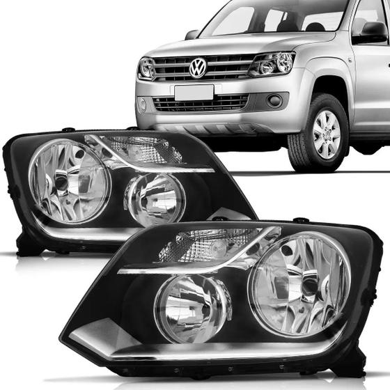 Imagem de Par Farol Amarok 2011 2012 2013 2014 2015 2016 2017 2018 2019 2020 2021 2022 Máscara Negra