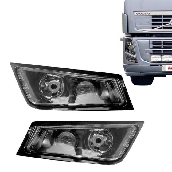 Imagem de Par Farol Auxiliar Volvo Fh13 Máscara Negra H3 Nino Com Aro