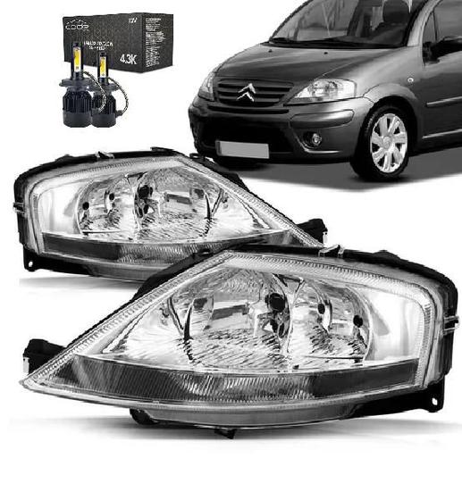 Imagem de Par farol c3 12 11 10 09 08 07 06 05 04 03 cromada super led