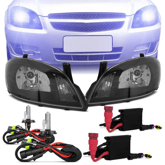 Par Farol Celta 2007 a 2015 Prisma 2006 a 2012 Máscara Negra + Kit