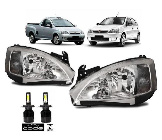 Imagem de Par farol chevrolet corsa g2 2003 ate 2012 e kit super led