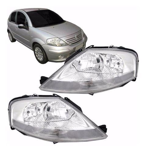 Imagem de Par farol citroen c3 2003 a 2010 cromado c/auxiliar