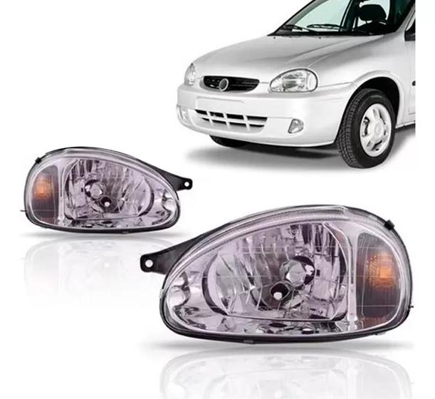 Imagem de Par Farol Corsa 2000 2001 2002 03 04 05 06 07 08 09 Cromado