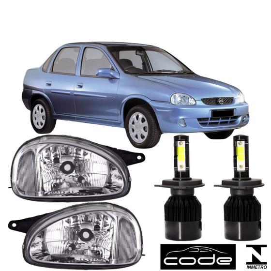 Imagem de Par farol corsa classic 2003 a 2010 crom vid super led 6000k