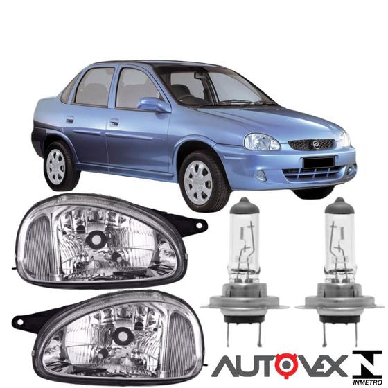Imagem de Par farol corsa classic cromado 2003 ate 2010 halógenas 8,5k