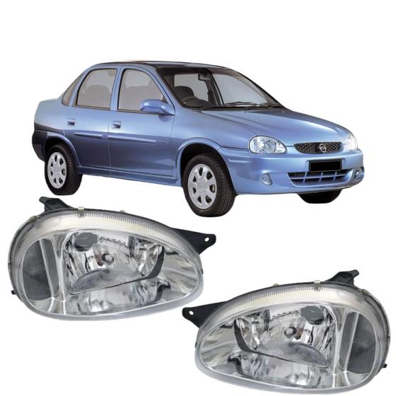 Par farol corsa classic cromado 2003 até 2010 plástico Menor preço em Par farol corsa classic cromado 2003 até 2010 plástico