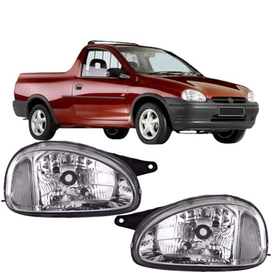 Imagem de Par farol corsa pick up 1994 a 2002 cromado term