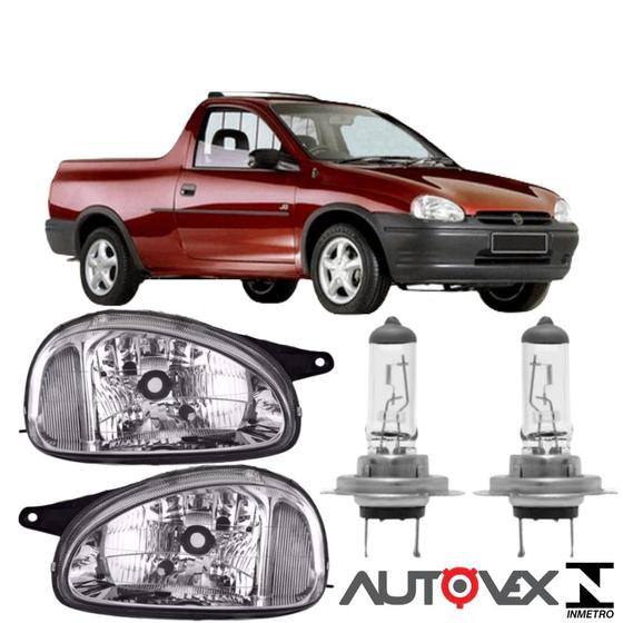Imagem de Par farol corsa pick up 1994 a 2002 cromado vd lamp halogena