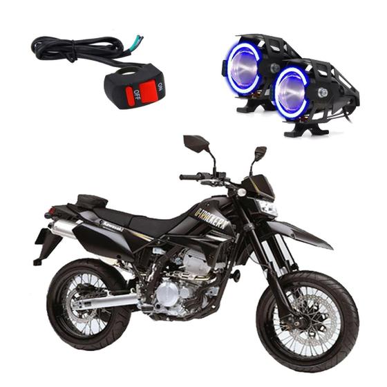 Imagem de Par Farol de Milha Angel Eye U7 Azul para Moto Kawasaki D Tracker X 250CC 2010 2011 2012 2013