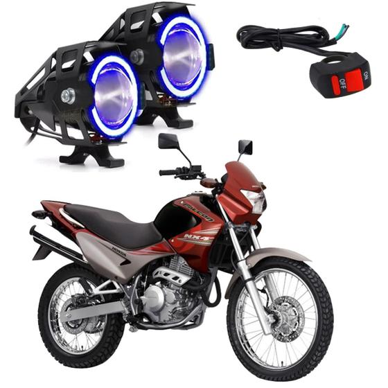 Imagem de Par Farol de Milha Angel Eye U7 Mini Azul para Moto Honda NX4 Falcon 400 1999 2000 2001 2002 2003 2004 2005 ate 2022