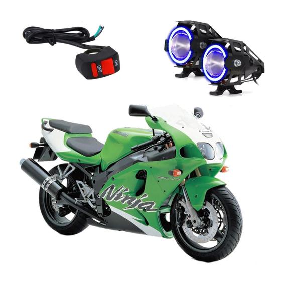 Imagem de Par Farol de Milha Angel Eye U7 Mini Azul para Moto Kawasaki Ninja ZX 7 750CC 2001 2002 2003 2004 2005 2006 até 2022