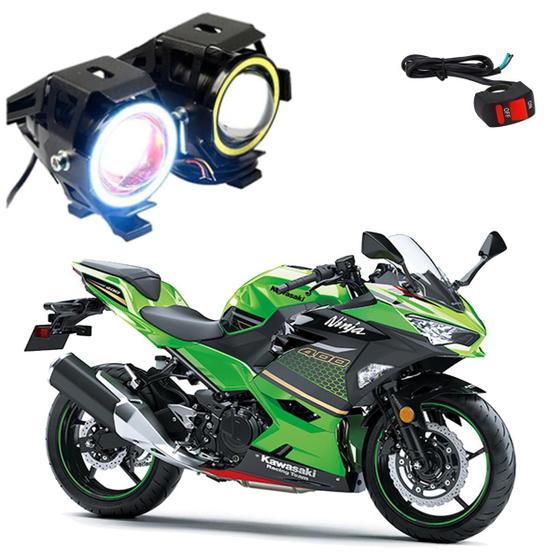 Imagem de Par Farol de Milha Angel Eye U7 para Moto Kawasaki NINJA 400CC 45CV 2017 2018 2019 2020 2021 2022