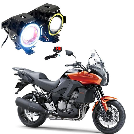 Imagem de Par Farol de Milha Angel Eye U7 para Moto Kawasaki Versys 1000 2012 2013