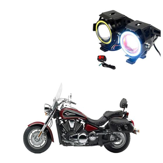 Imagem de Par Farol de Milha Angel Eye U7 para Moto Kawasaki Vulcan VN 2000  2005 2006 2007 2008 2009 2010 2011 2012 até 2022