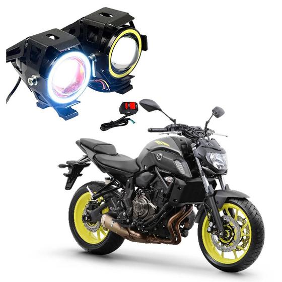 Imagem de Par Farol de Milha Angel Eye U7 para Moto Yamaha XJ6 2015 2016 2017 2018 2019 2020 2021