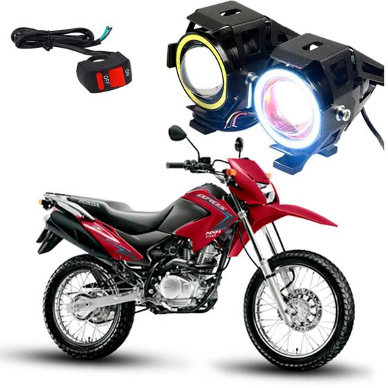 Imagem de Par Farol de Milha para Moto Honda NXR 150 BROS ESD 2003 Angel Eye U7 Mini