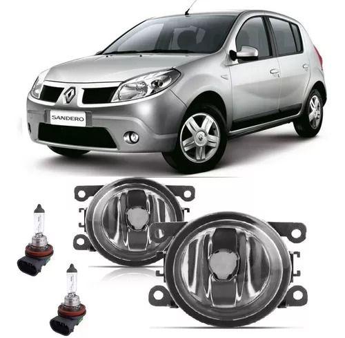 Imagem de Par Farol De Milha Renault Sandero 2007 2008 2009 2010 2011 2012 2013 2014 + Lâmpada