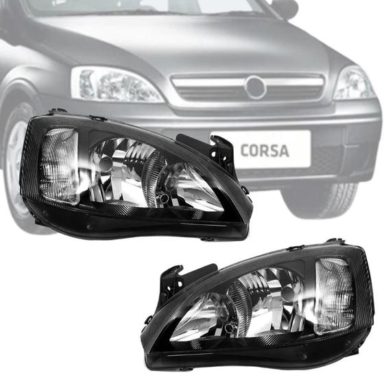 Imagem de Par Farol Dianteiro Corsa Montana Máscara Negra 2003 a 2007