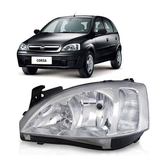 Par farol duplo cromado corsa hatch sedan 2002 até 2012 montana 2004 até 2010 com pisca liso, usa lâmpada h7 / h1 Menor preço em Par farol duplo cromado corsa hatch sedan 2002 até 2012 montana 2004 até 2010 com pisca liso, usa lâmpada h7 / h1