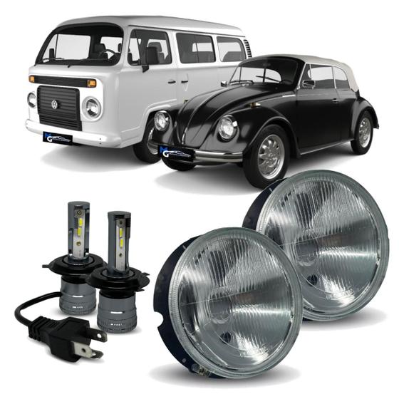 Imagem de Par Farol e Lâmpada Led Vw Kombi 1996 1997 1998 1999 2000 01