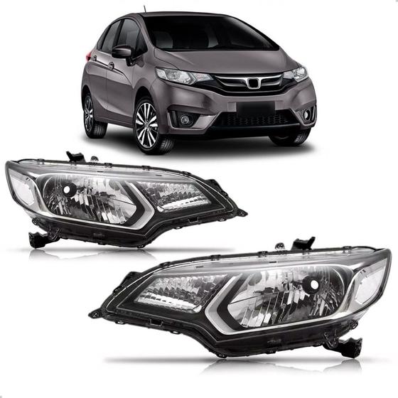 Imagem de Par Farol Fit 2014 A 2021 Eletrico Com Motor Sem Led