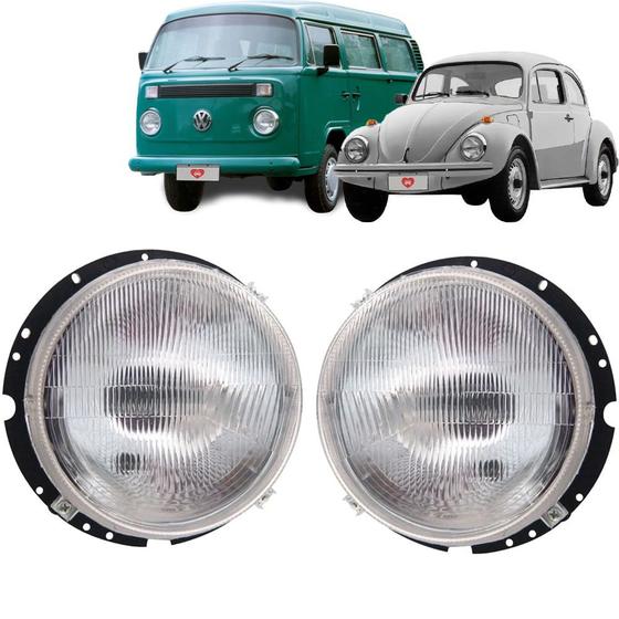Imagem de Par Farol Fusca Kombi 76 A 86 Com Soquete Cromado Universal