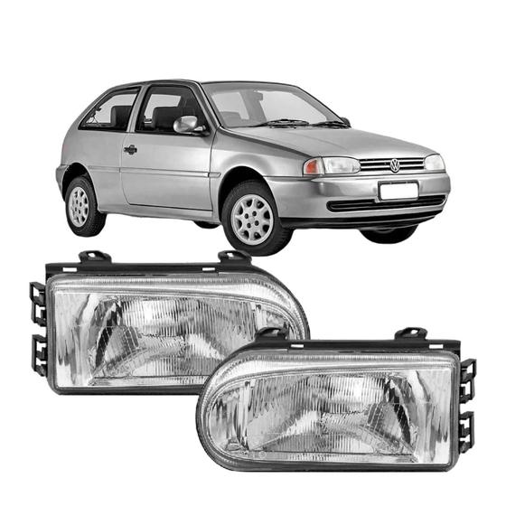 Imagem de Par farol gol 1995 a1999  mod.a/c mascara cromada